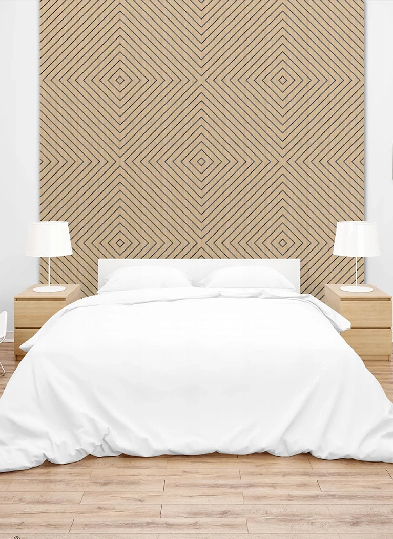 Felt Slatted Acoustic Wall Panels 1 in bedroom interior DecorMania UK