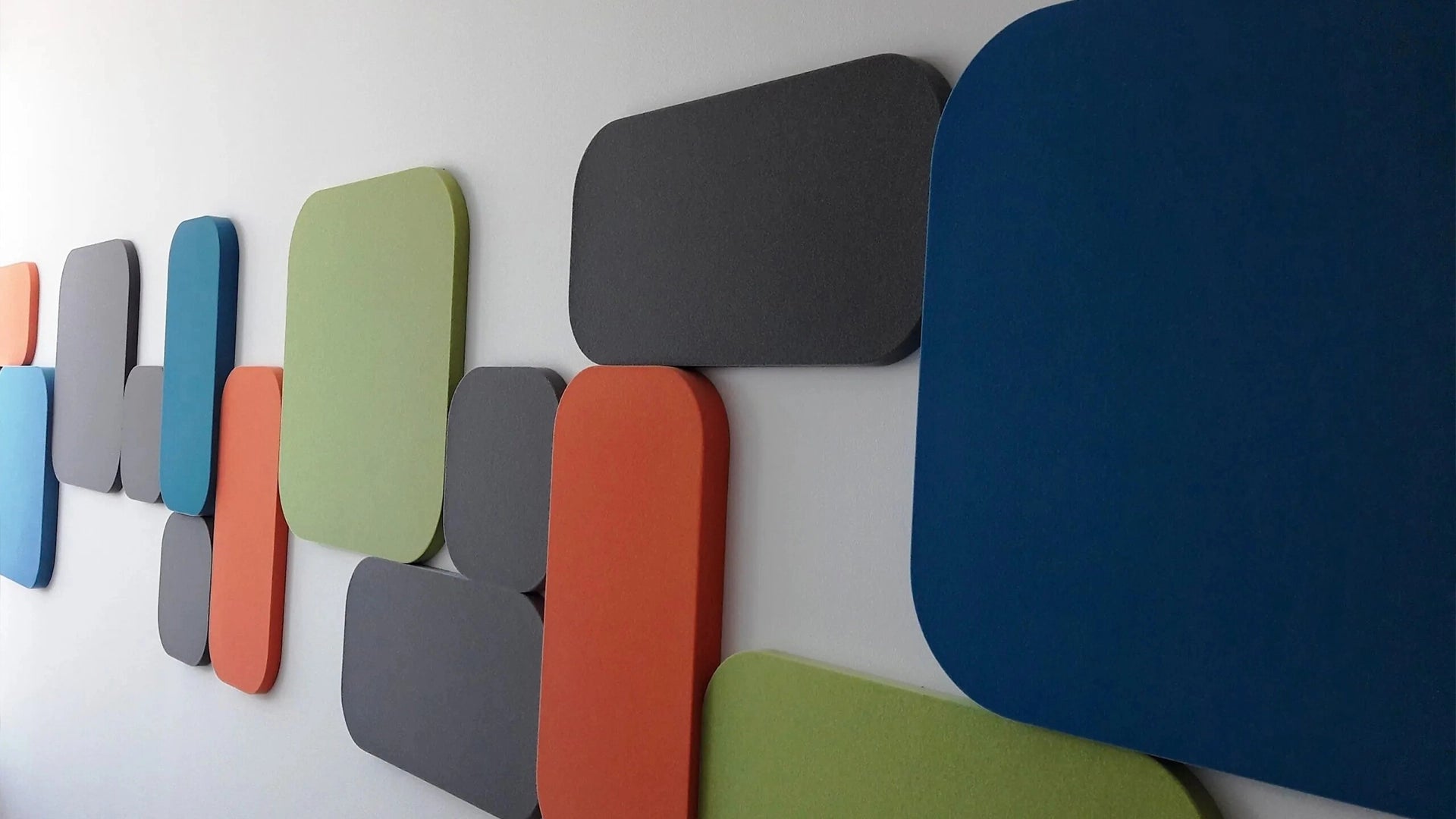 Fluffo FIRE-RESIST Acoustic Wall Panel composition on white wall