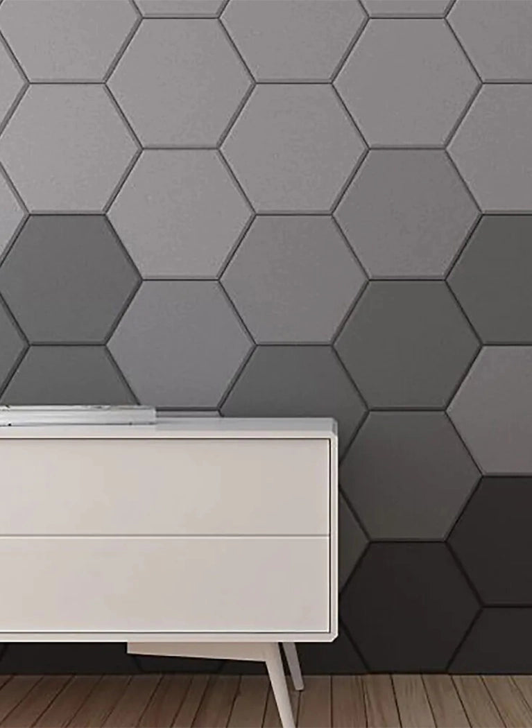 Fluffo IZO Soundproof Soft Wall Panel grey feature wall