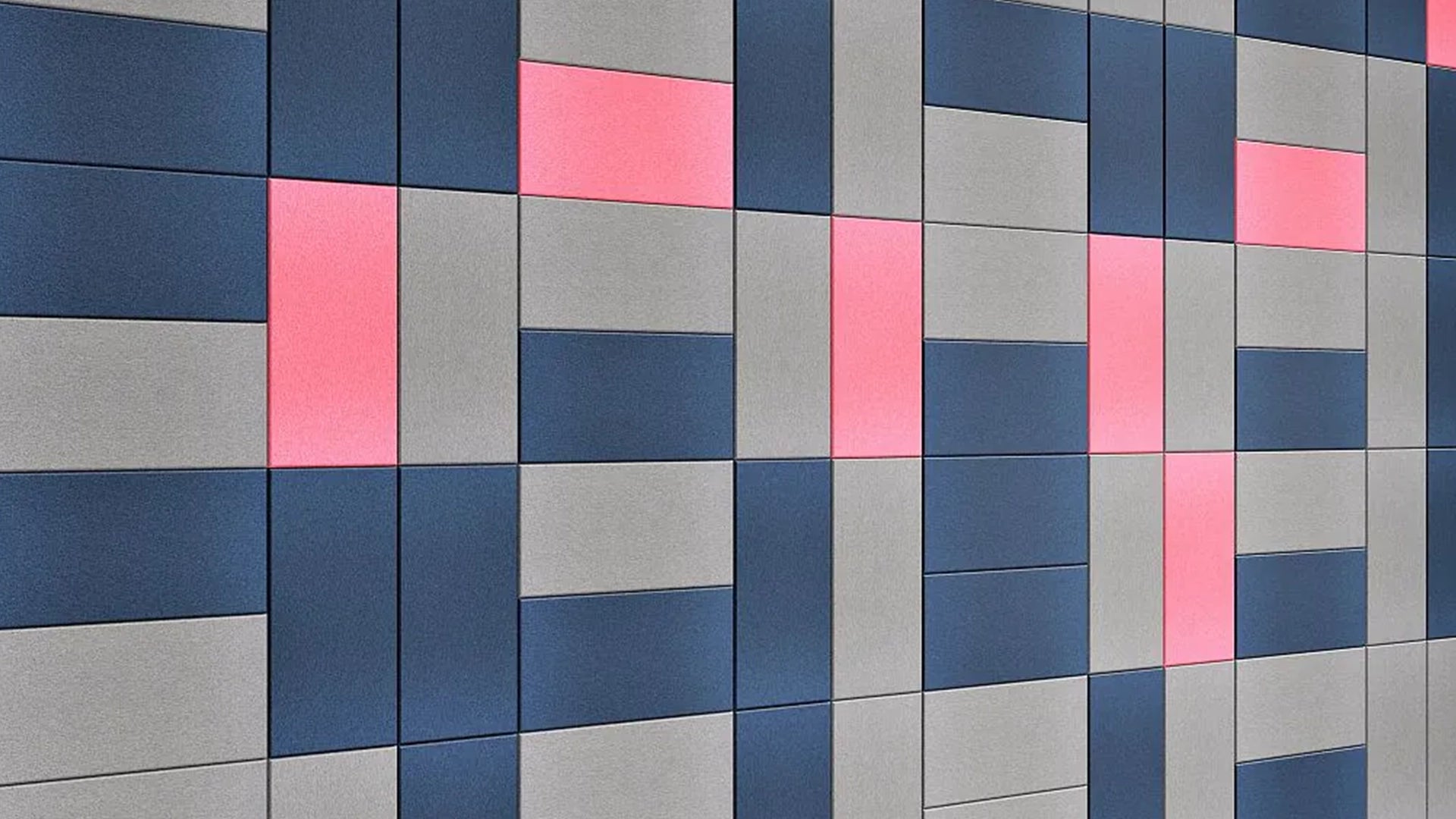 Fluffo IZO Soundproof Soft Wall Panel grey pink and blue feature wall composition