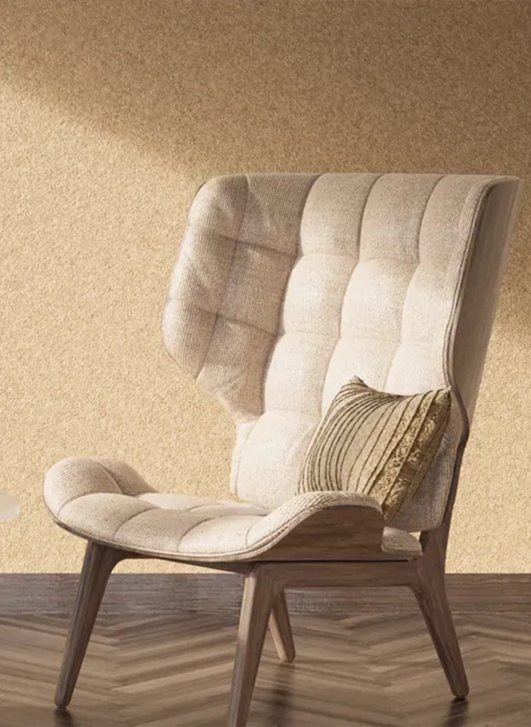 Plain Acoustic Wallpaper Wool in cozy inerior with armchair DecorMania UK