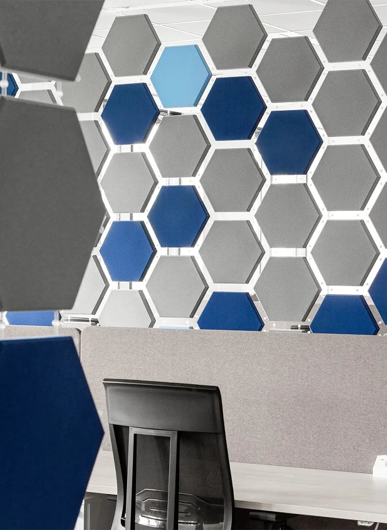 Fluffo WEB acoustic curtains in office interior Decormania