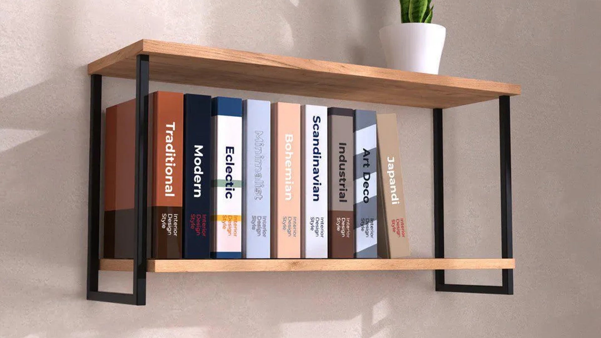 Furniture LOFT Oak Black shelf with books DecorMania UK