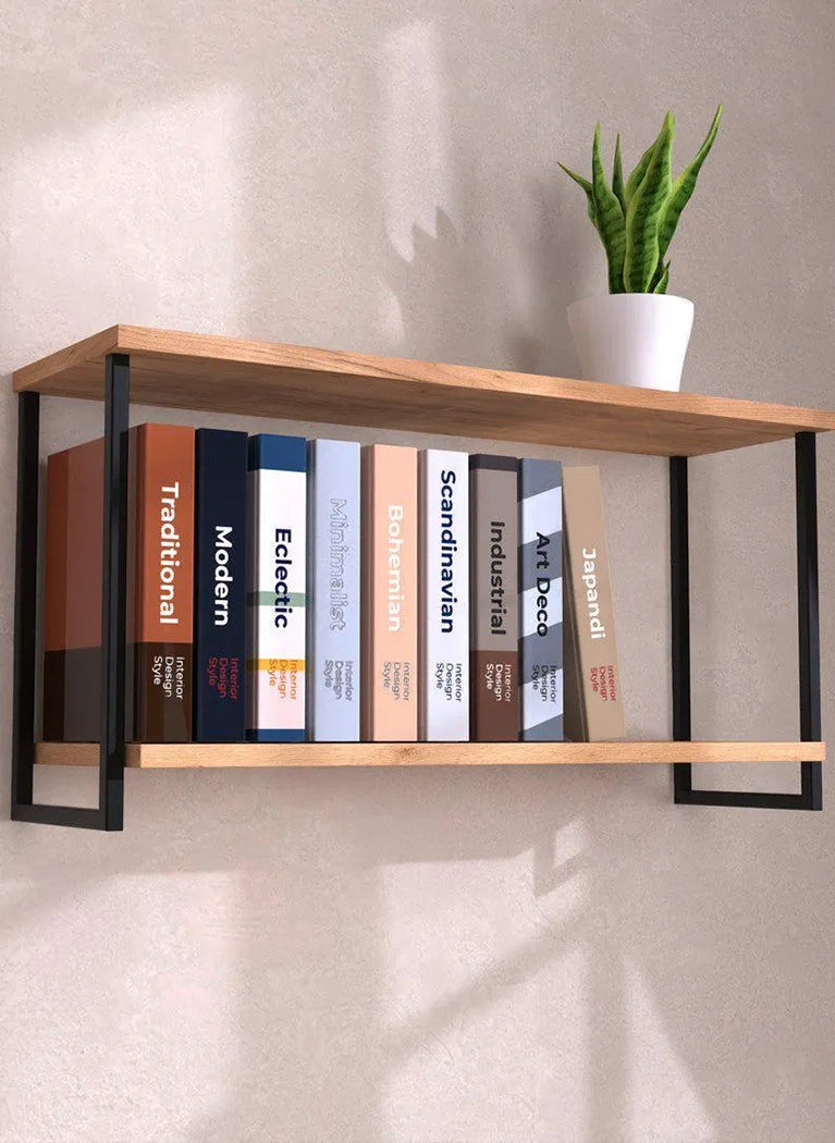 Furniture LOFT Oak Black shelf with books DecorMania UK