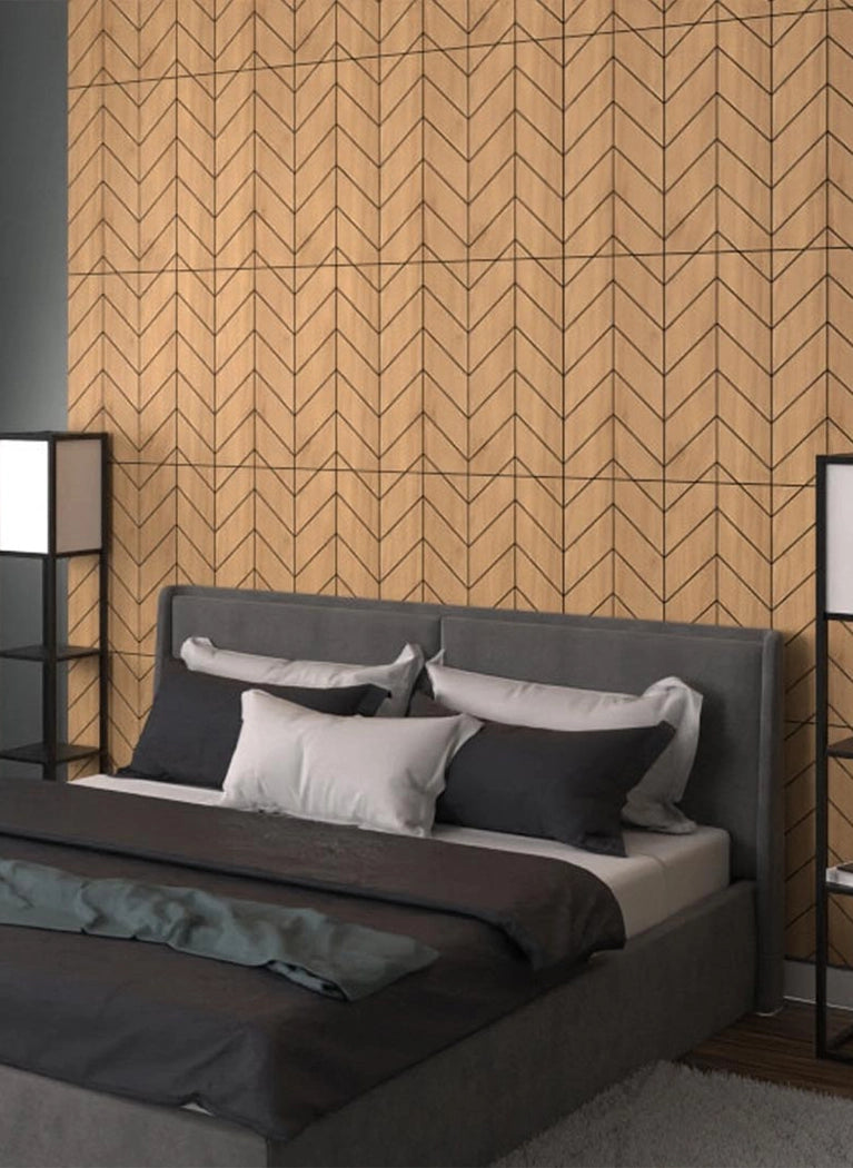 GrooveCraft Milled Acoustic Wall Panels MDF - 5 in bedroom interior DecorMania UK