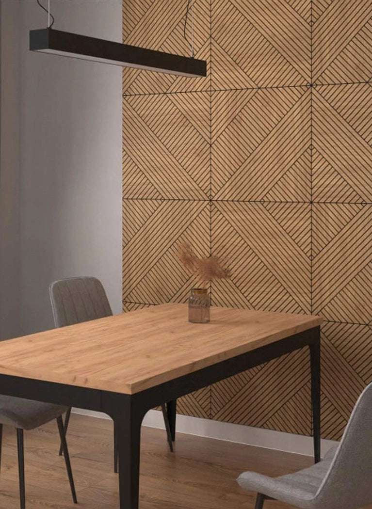 GrooveCraft Milled Acoustic Wall Panels MDF - 7 in dining room interior DecorMania UK