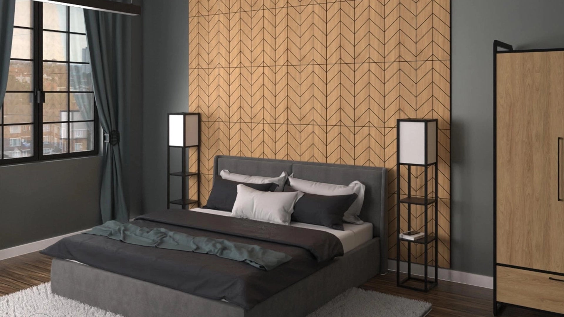 GrooveCraft Milled Acoustic Wall Panels MDF - 5 in bedroom interior DecorMania UK