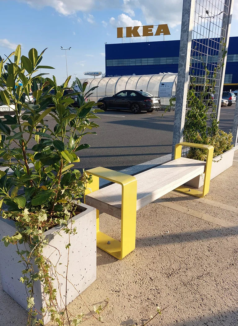 Outdoor Concrete Planters in the parking lot outside Decormania UK