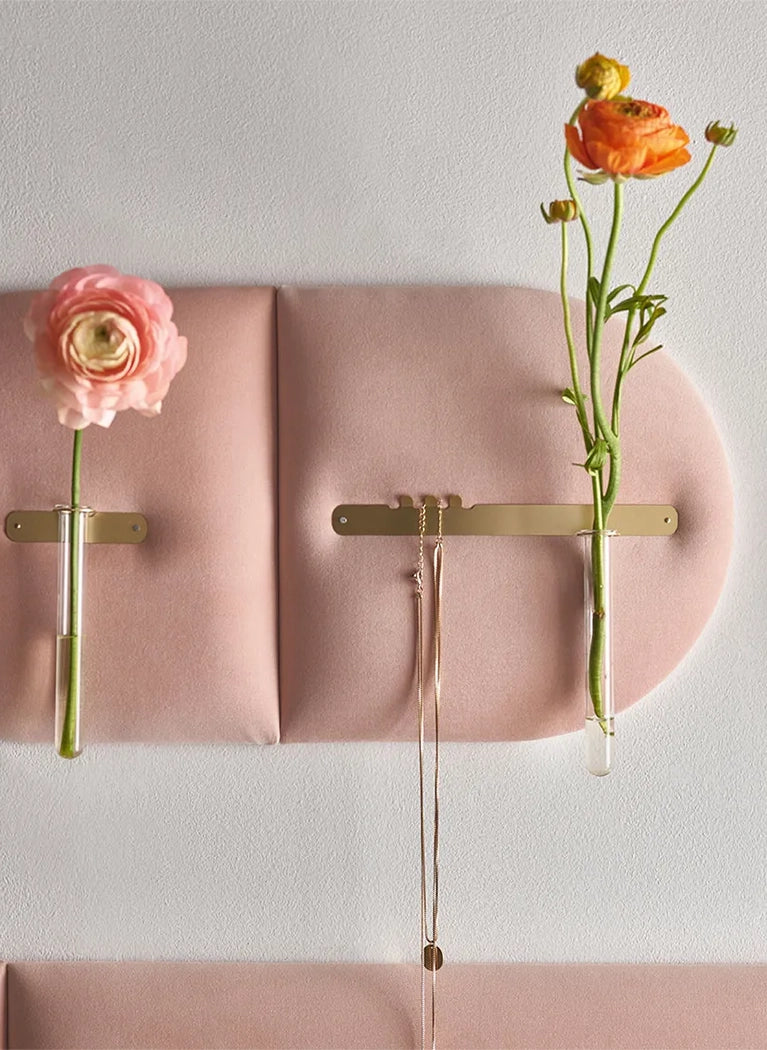 Padded Wall Panels Set 5 Pink on white background Decormania UK