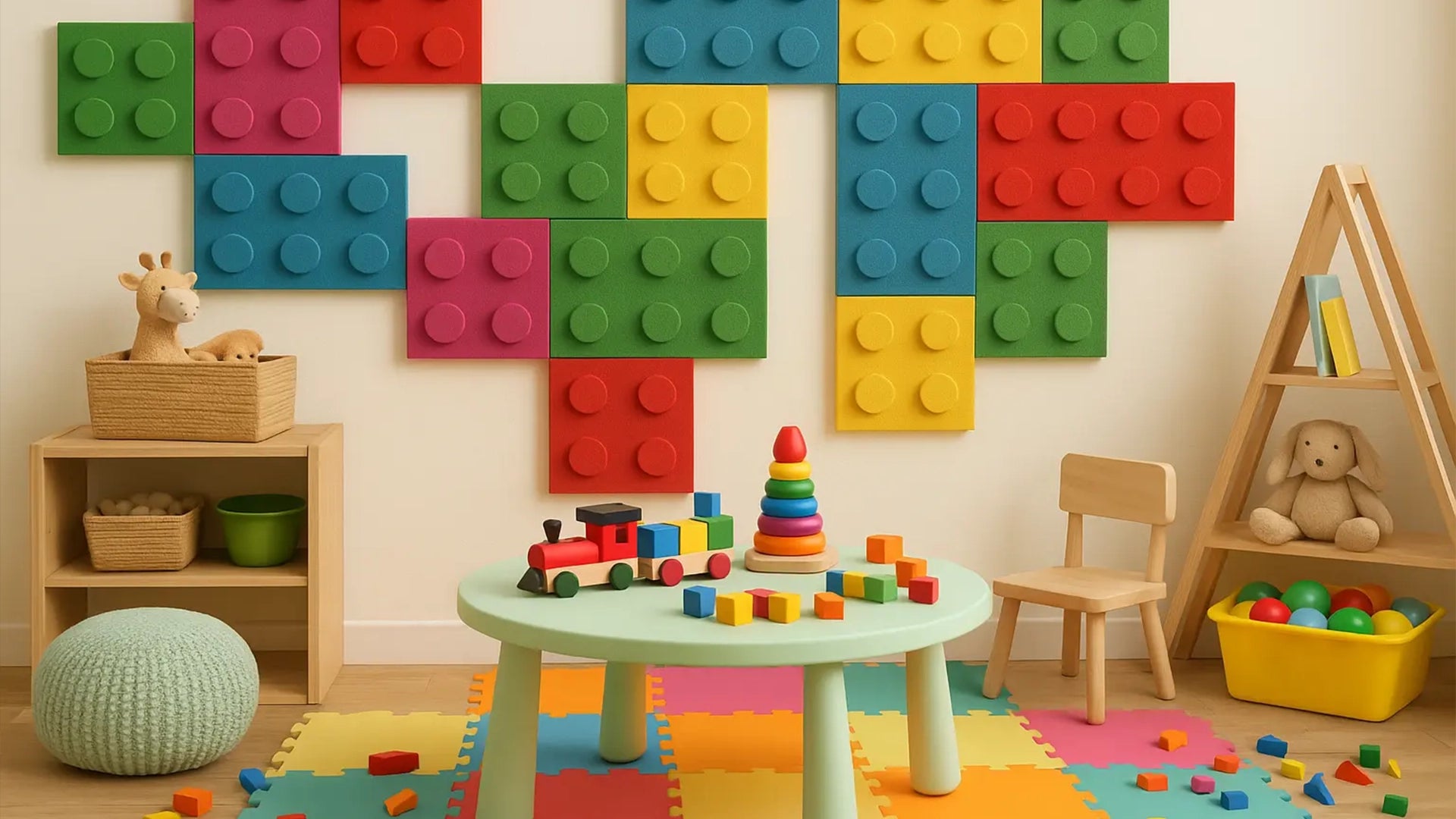 Soft Foam Wall Panels - BUILDING BLOCKS For Kids in preschool interior DecorMania UK