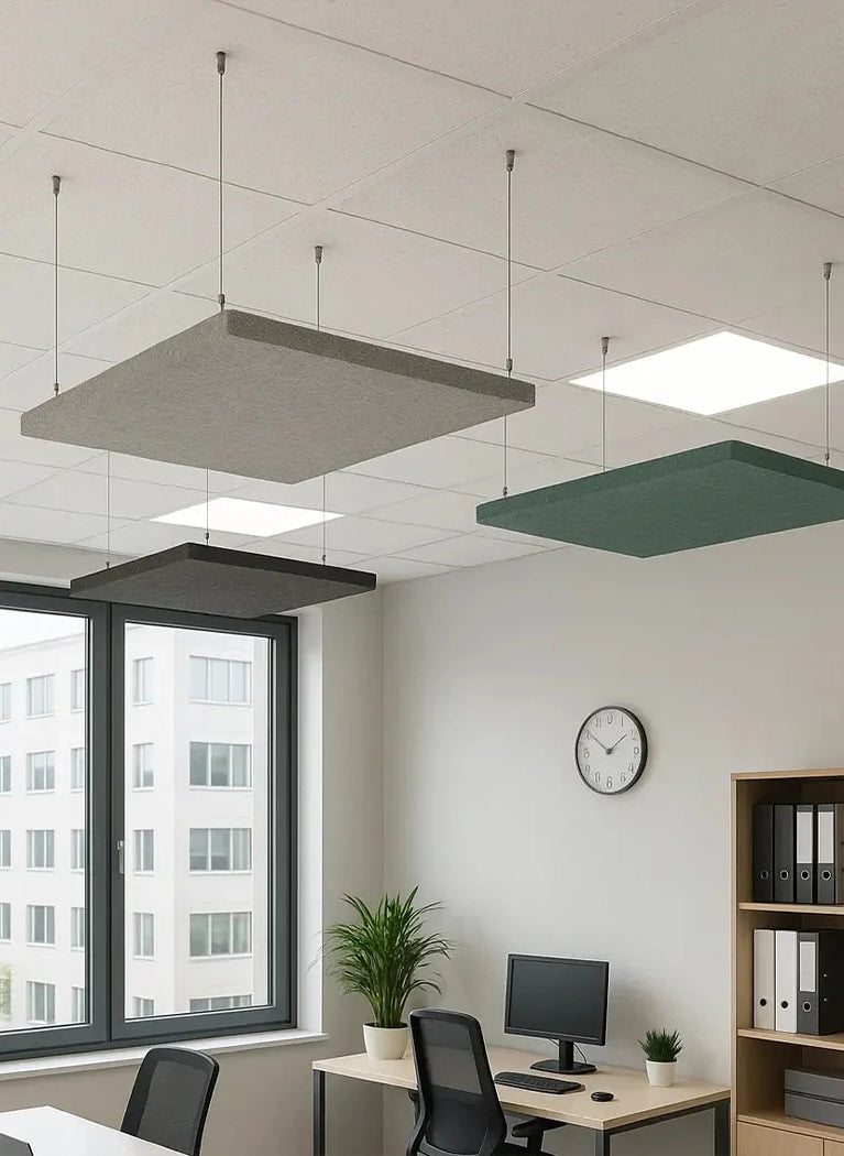 Suspended Ceiling Panels - Acoustic Felt RECTANGLE in white office interior DecorMania UK