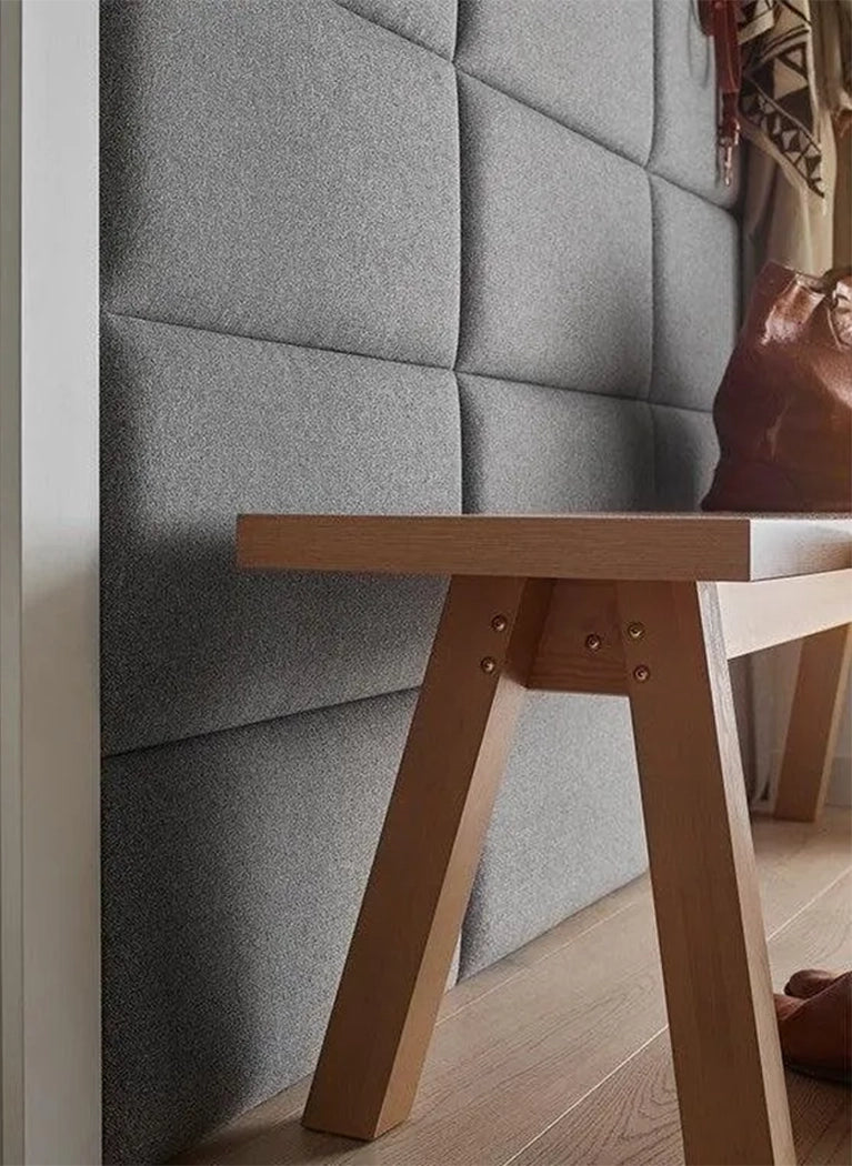 Upholstered wall panels grey set in hallway interior - DecorMania UK