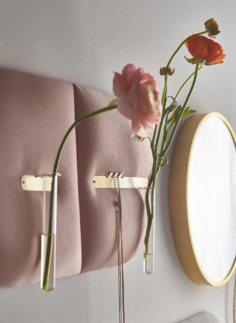 Upholstered wall panels pink set with clutter and mirror - DecorMania UK