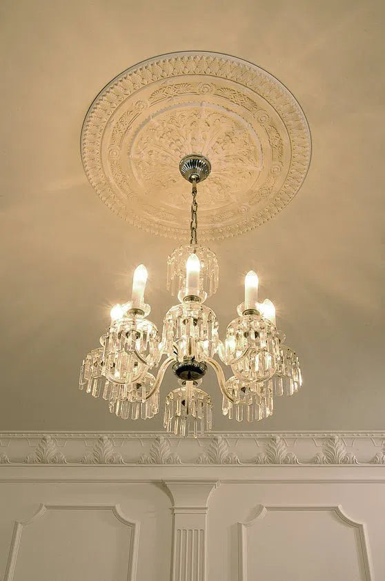 VICTORIA R25 Ceiling Rose with a crystal chandelier | DecorMania UK