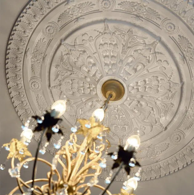 VICTORIA R25 Ceiling Rose with a chandelier | DecorMania UK 