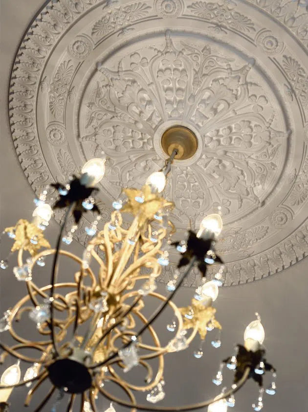 VICTORIA R25 Ceiling Rose with a chandelier | DecorMania UK 