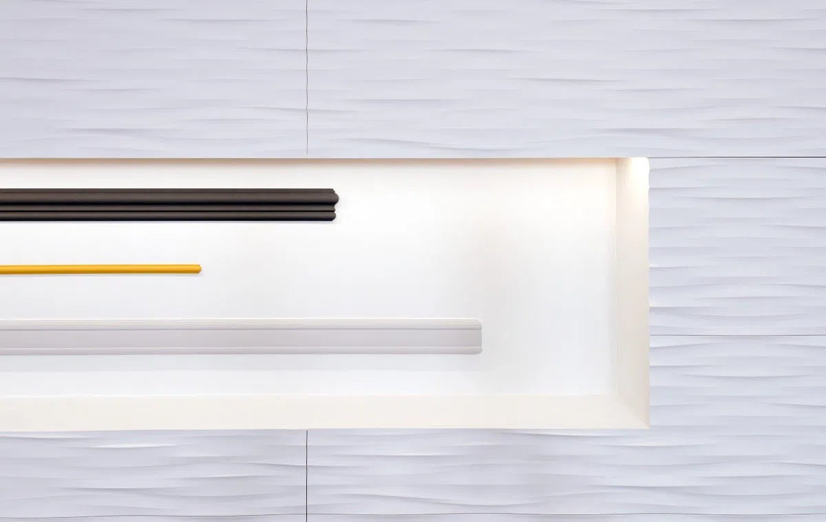 Close up view of ARSTYL® WAVE Wall Panels highlighting its smooth, flowing wave texture | DecorMania UK