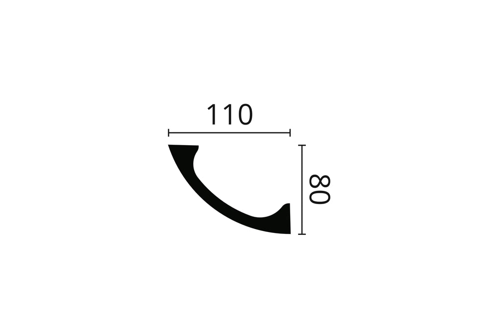 Dimensions of WT3 WALLSTYL 2M ceiling coving for LED LIGHTING | DecorMania UK 