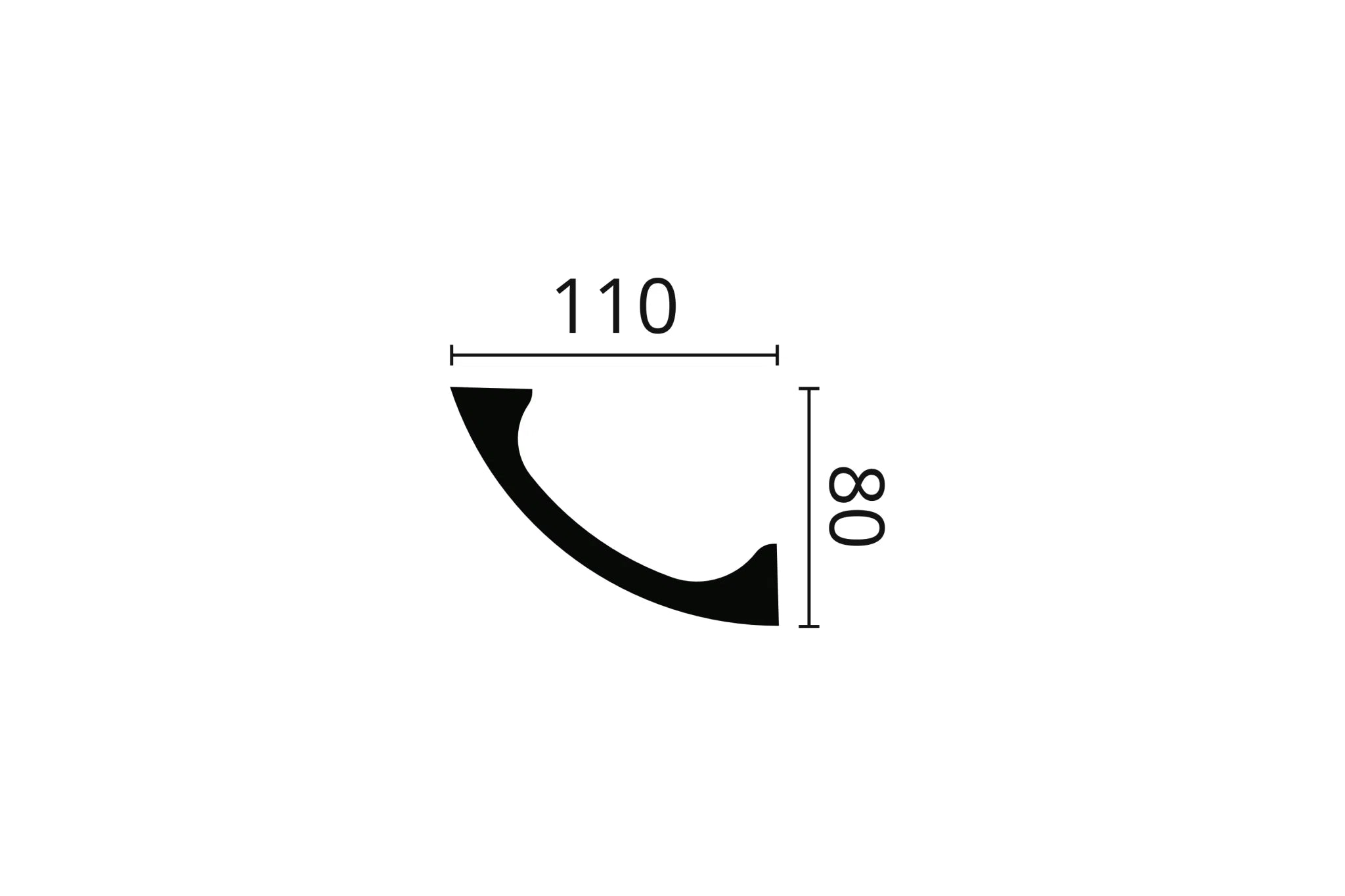 Dimensions of WT3 WALLSTYL 2M ceiling coving for LED LIGHTING | DecorMania UK 