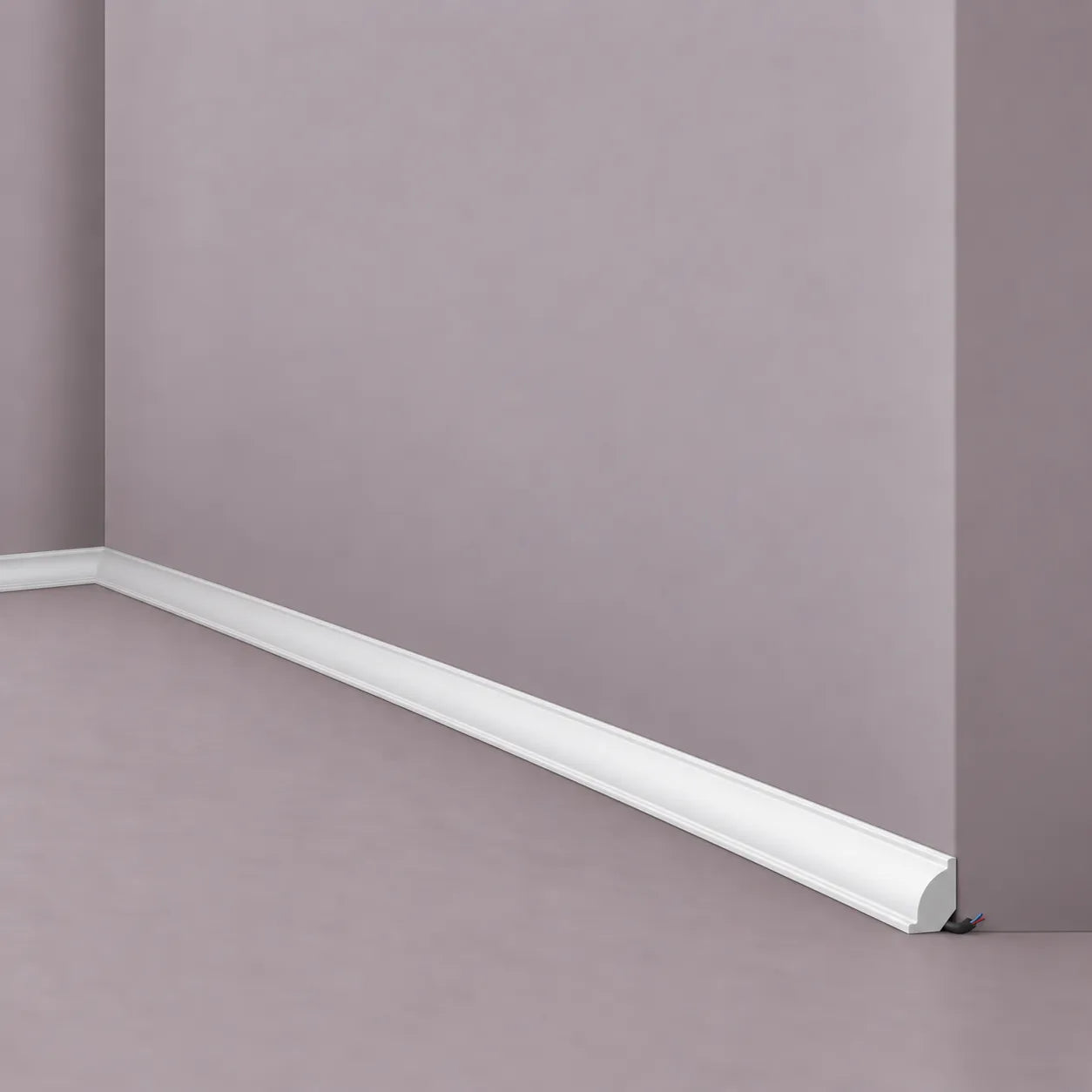 White WT7 WALLSTYL skirting profile with curved decorative shape