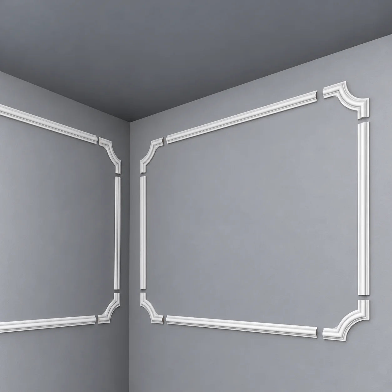 Z103 ARSTYL decorative corner moulding with white wall panel trim on grey wall