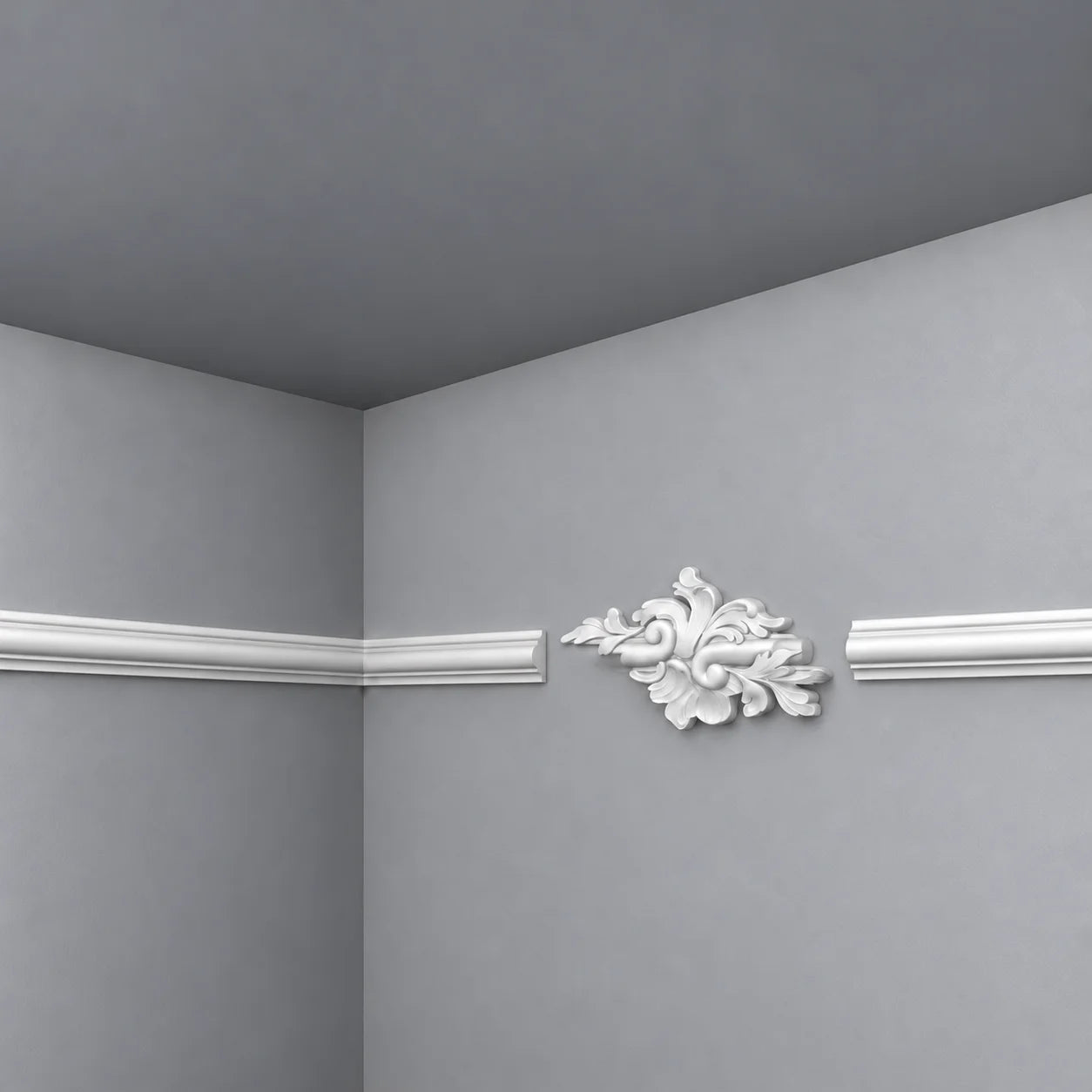 Z104 ARSTYL decorative centrepiece with Z10 wall moulding in grey interior