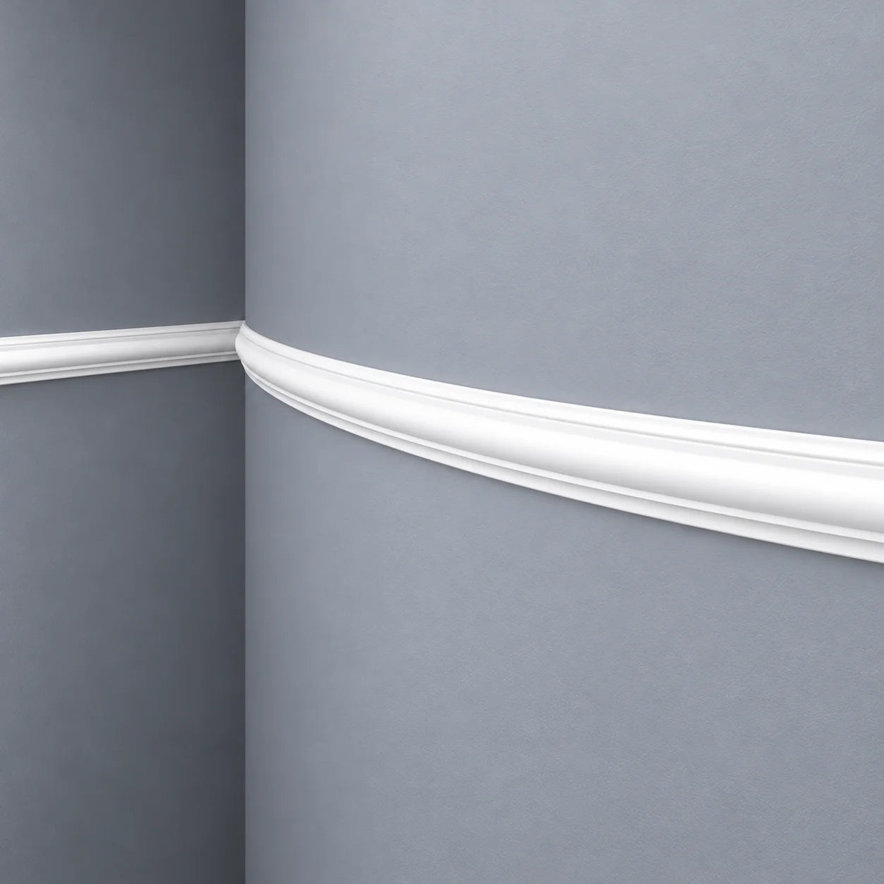 Z10 FLEX ARSTYL flexible decorative wall moulding installed around a curved grey wall