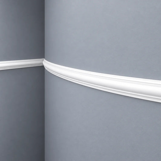 Z10 FLEX ARSTYL flexible decorative wall moulding installed around a curved grey wall