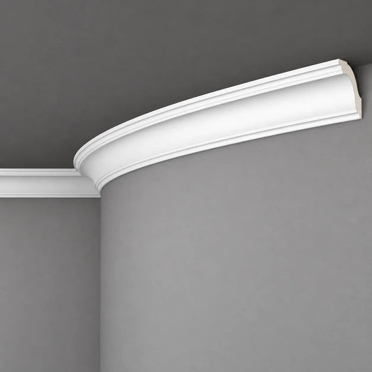 1. Close-up of Z1220 FLEX ARSTYL flexible cornice profile on a rounded wall