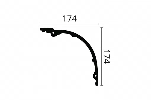 Dimensions of Z42 ARSTYL® SET OF 2 INTERNAL CORNERS - ceiling coving | DecorMania UK 