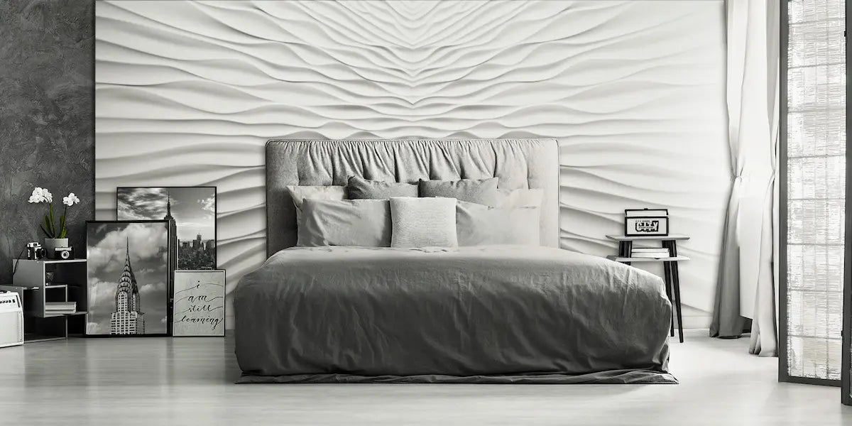 3D MURAL - ILLUSION - 3D Gypsum Wall Panels as a stylish accent behind a bed | DecorMania UK
