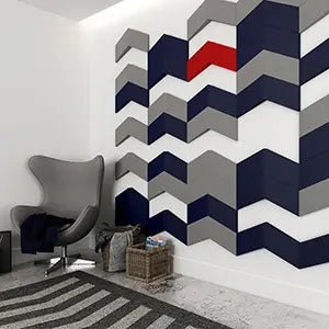 CHEVRON 3D Soft Acoustic Wall Panels in white colour interior | DecorMania UK