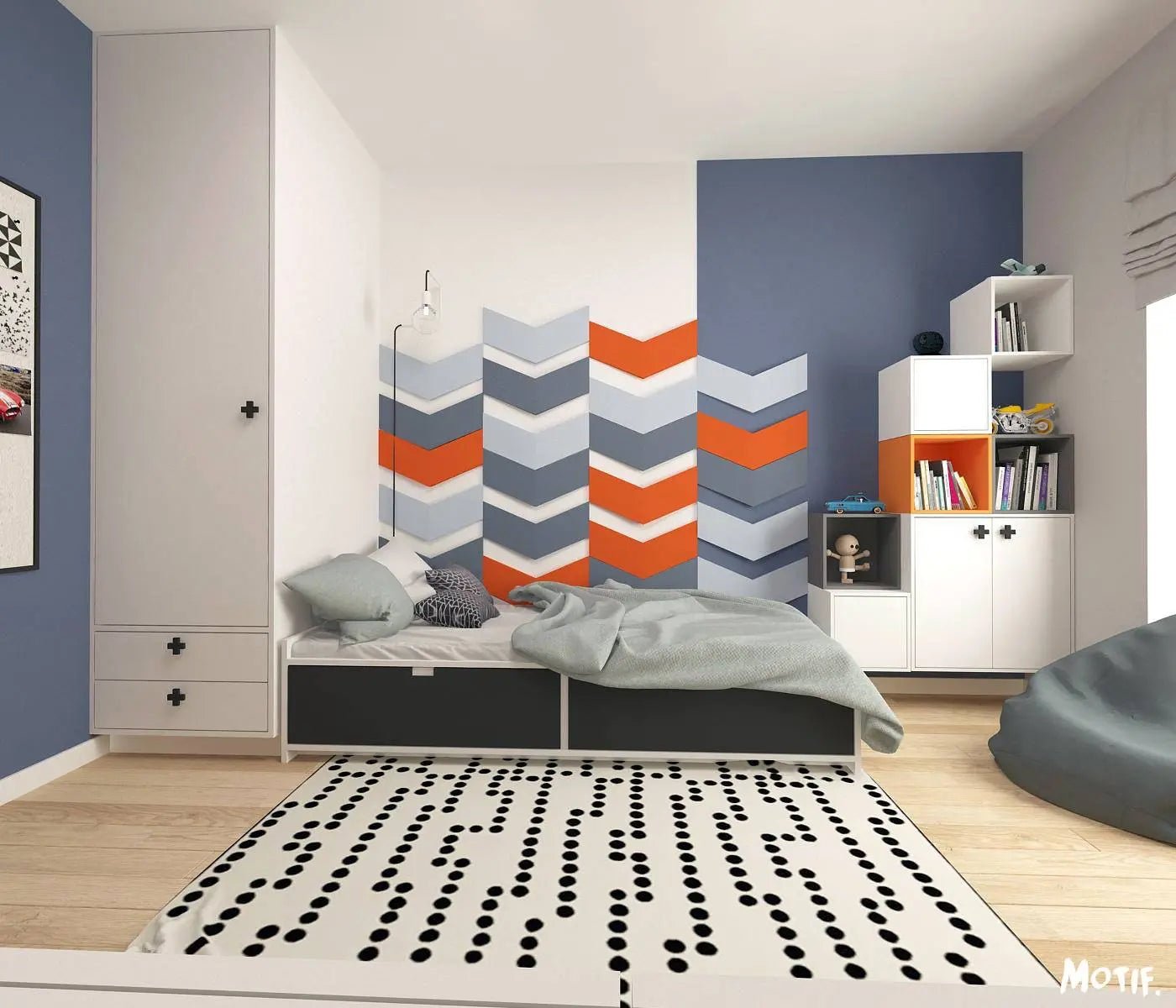 CHEVRON 3D Soft Acoustic Wall Panels bedroom accent wall | DecorMania UK