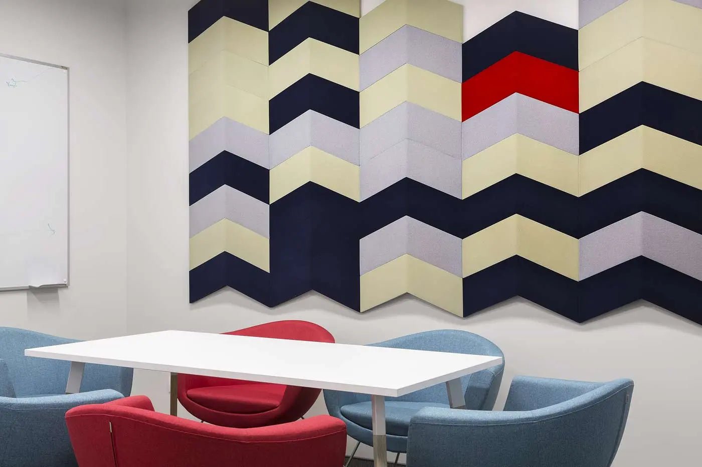 CHEVRON 3D Soft Acoustic Wall Panels accent wall in white interior | DecorMania