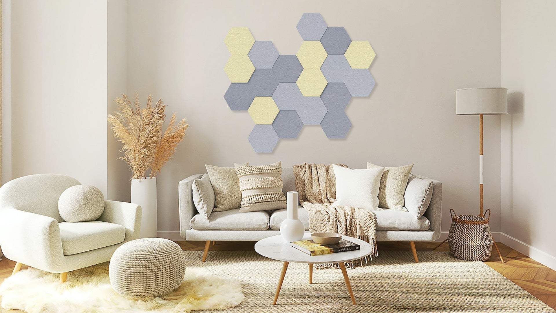 FLUFFO SET "HEXA" L Soft Acoustic Wall Panel - 3D Wall Panels | DecorMania