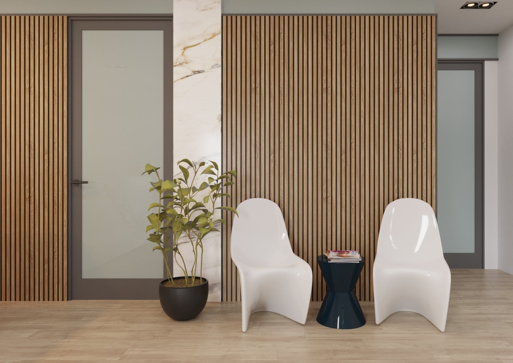 Natural Oak - Black Acoustic Slat Wood Panel 280 x 60 - Slats acoustic 3D Panels | DecorMania